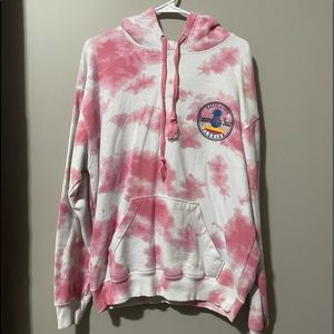 southern spirt , size large , pink and white tie dye hoodie